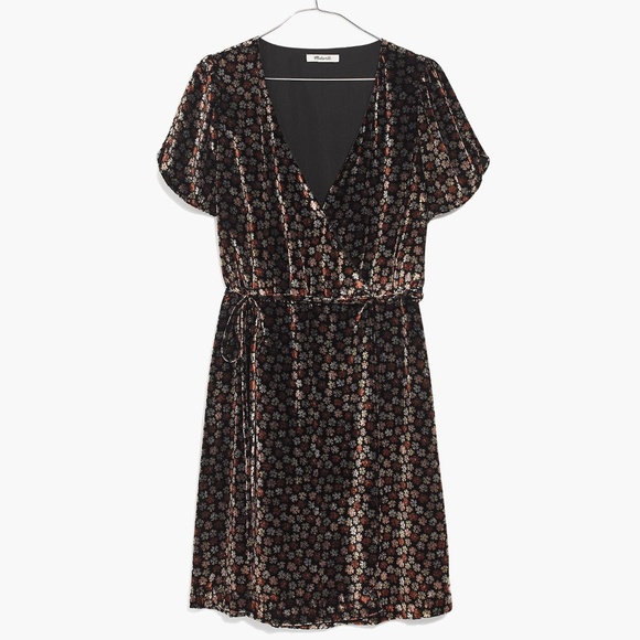 madewell velvet wrap dress